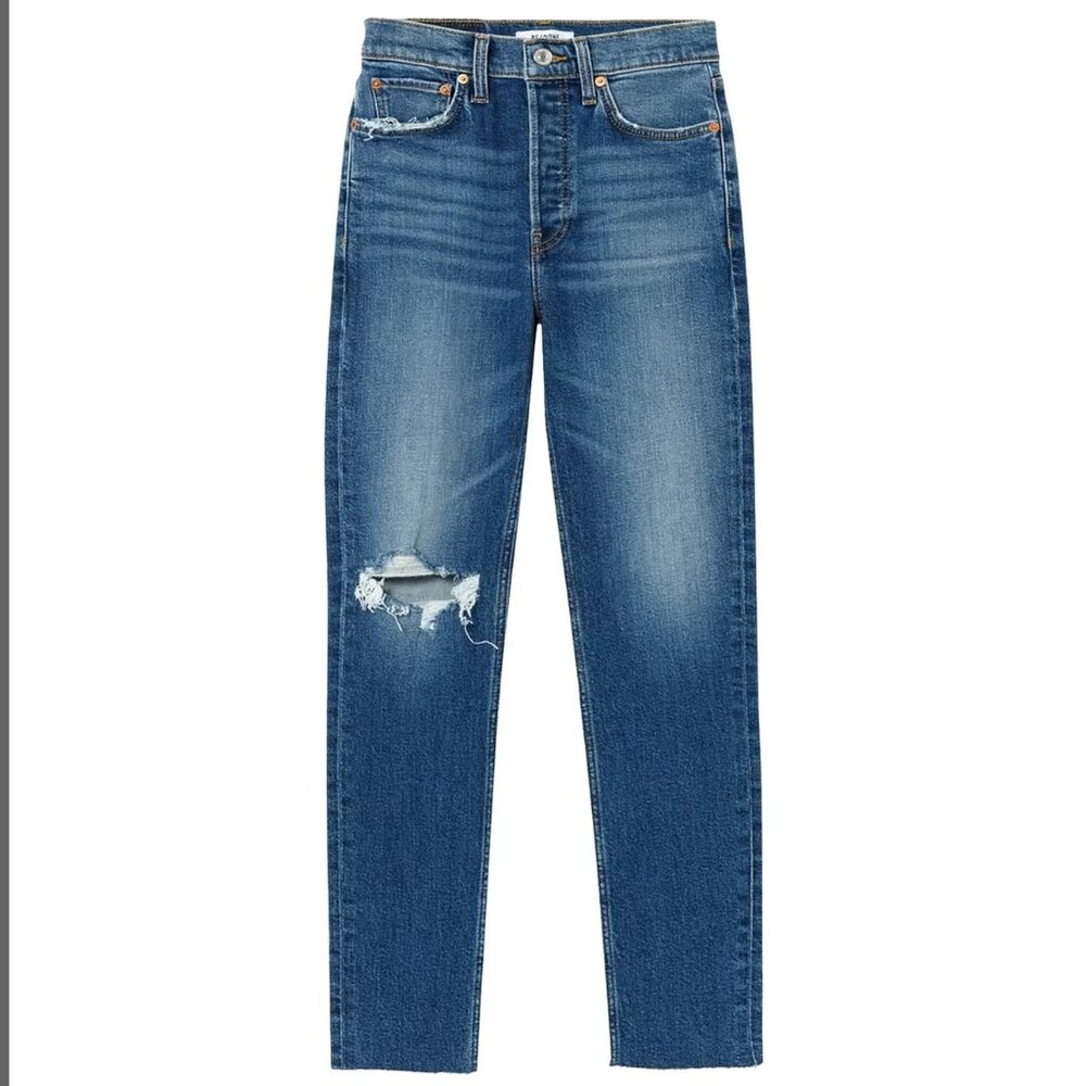 RE/DONE Womens Jeans 90's High Rise Ankle Crop Blue Size 26